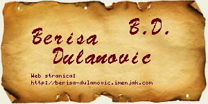 Beriša Dulanović vizit kartica